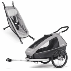 CROOZER Kinderfahrradanhänger Kid Keeke 1 Stone Grey Inklusive Babysitz Stone Grey/colored