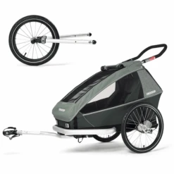 CROOZER Kinderfahrradanhänger Kid Vaaya 1 Jungle Green Inklusive Jogger-Set