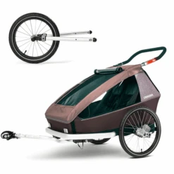 CROOZER Kinderfahrradanhänger Kid Vaaya 2 Blossom Red Inklusive Jogger-Set